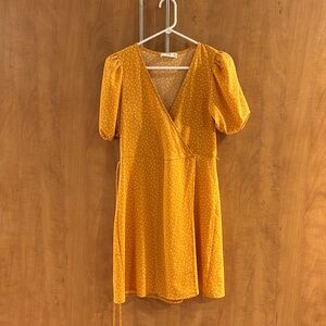 Mango yellow polkadot mini dress. Size 4.